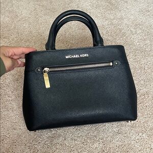 Michael Kors Black Satchel with Gold Accents